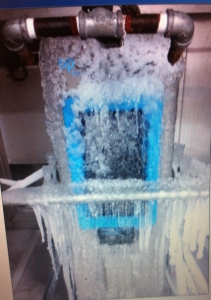 Picture of the OpConnect Mark II Charging Station being tested by safety officials during a freeze test