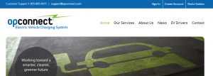 Picture of new menu for the OpConnect website. OpConnect manufactures charging stations for electric vehicles.